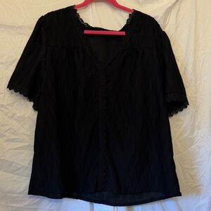 SHEIN curve 3X Elegant Black Lace Trim Women's Top